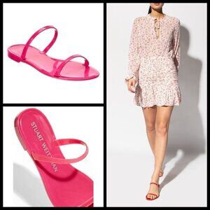 💕STUART WEITZMAN💕 Sawyer Slide Dual-Band Jelly Flat Sandals in Orchid ~ 8 NWT
